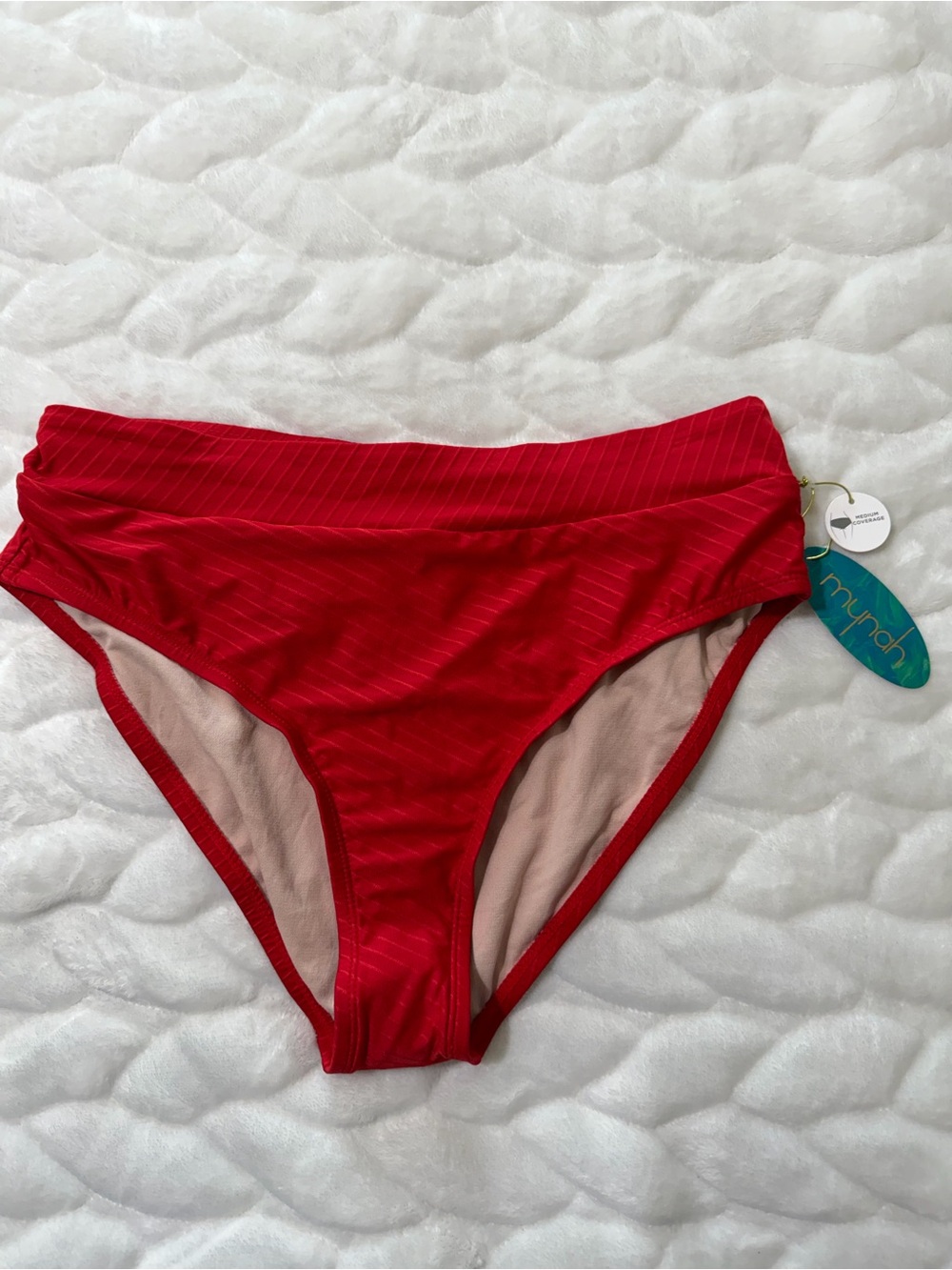 NEW! Haute Red High-Waist Swim Bottoms size medium